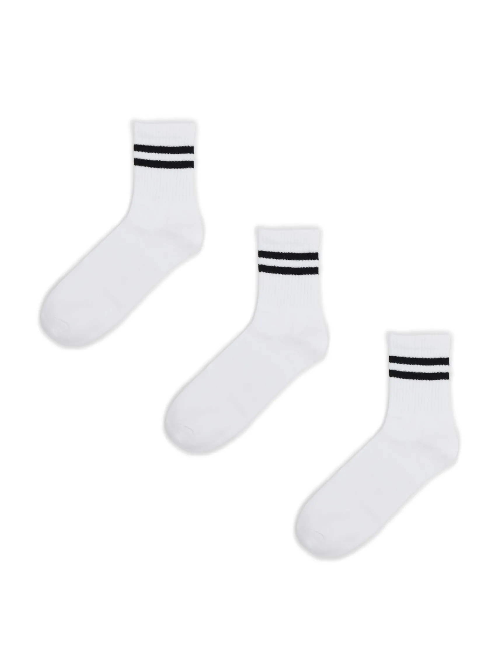 Sale Cropp 3 pack ch skarpet z czarnymi paskami biały