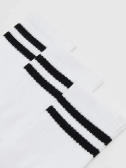 Sale Cropp 3 pack ch skarpet z czarnymi paskami biały