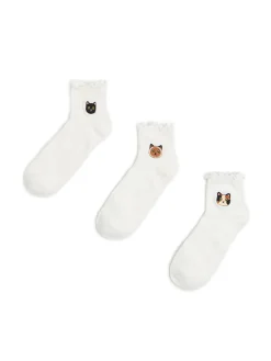 Best Cropp 3 pack ch skarpet z kotkami biały