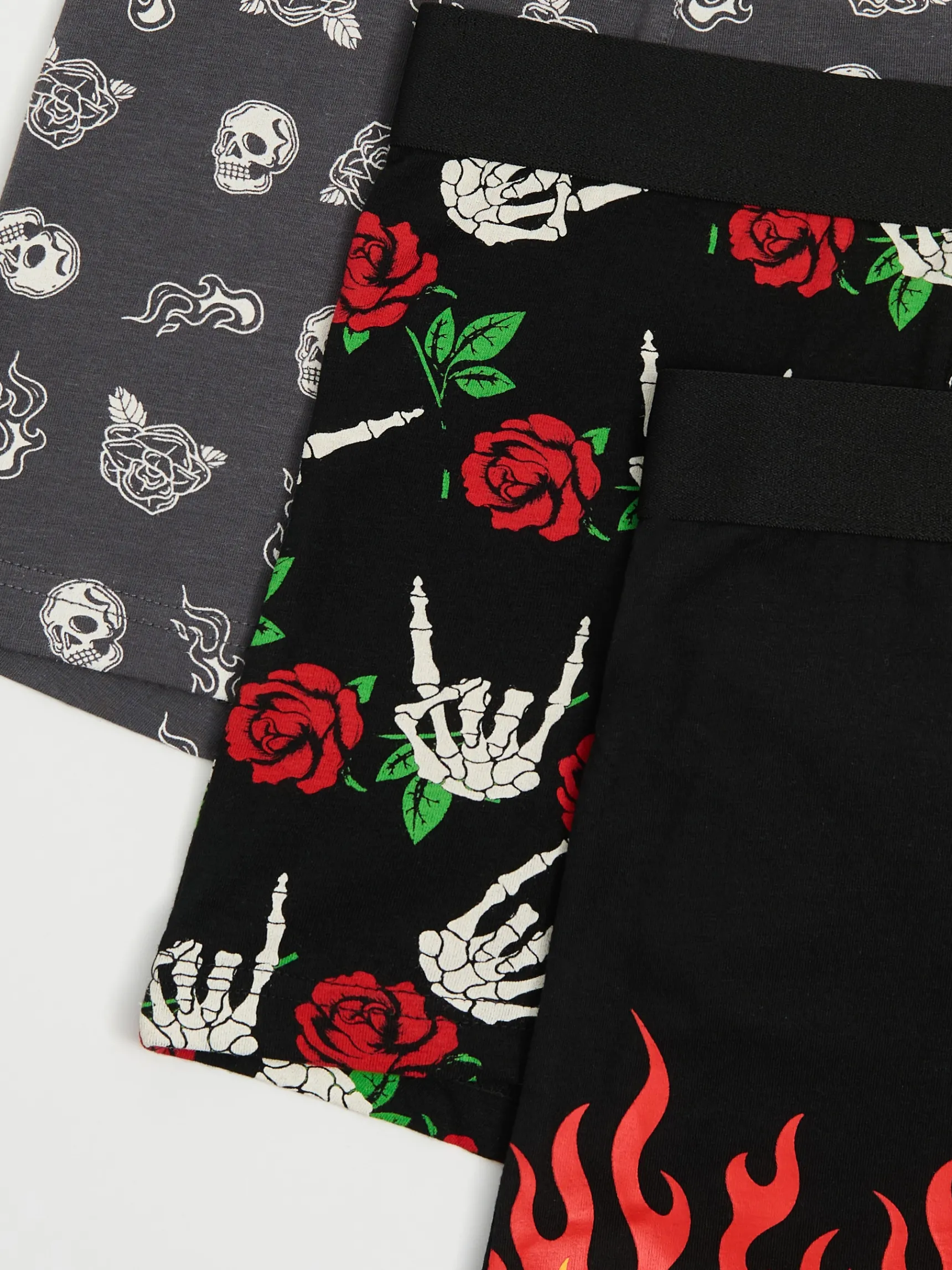 Clearance Cropp 3 pack bokserek z motywem punk rock szary