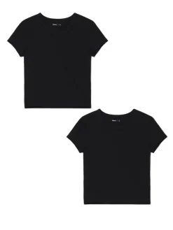 Sale Cropp 2 pack ch gładkich T-shirtów czarny