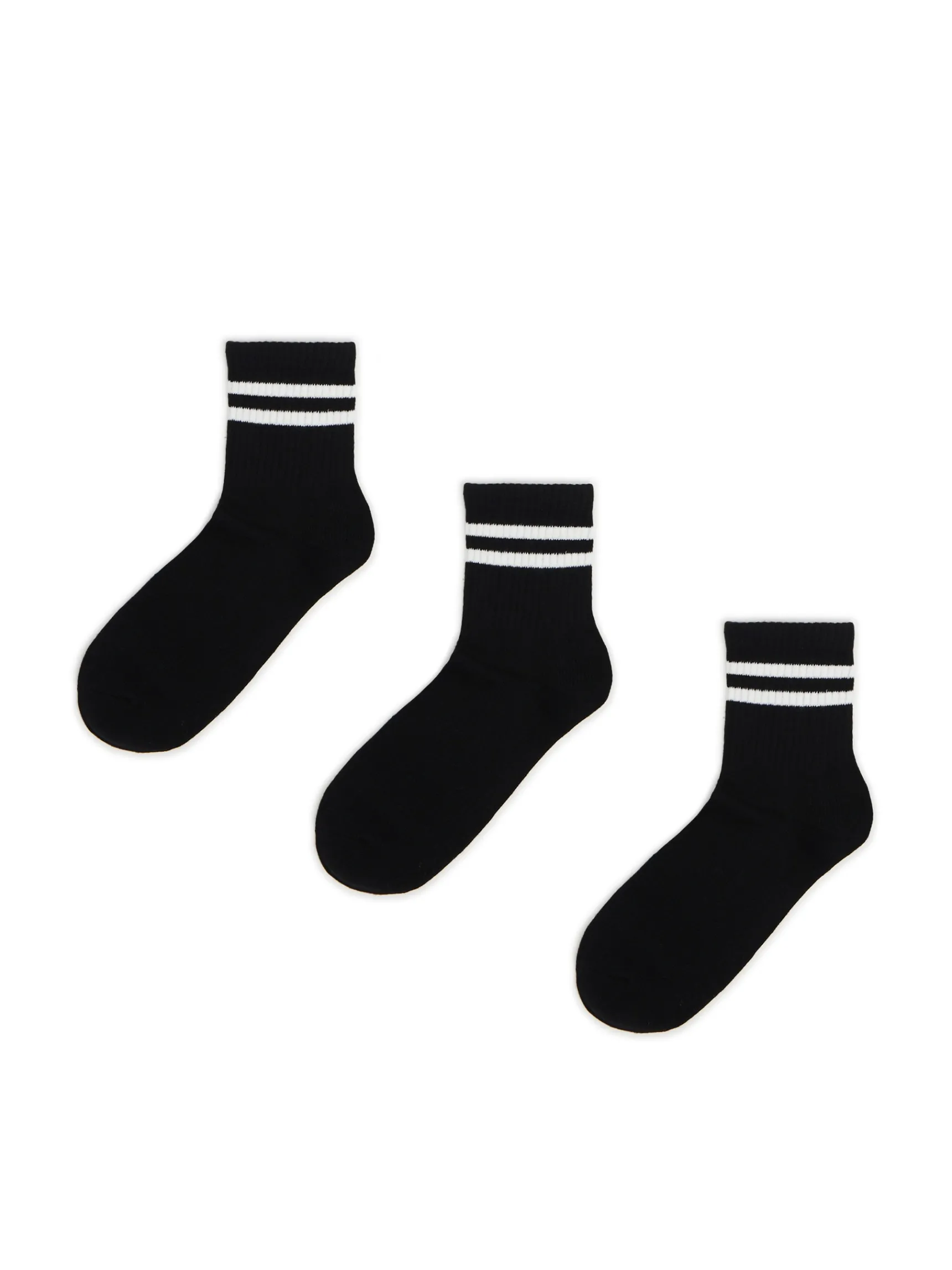 Fashion Cropp 3 pack ch skarpet z białymi paskami czarny
