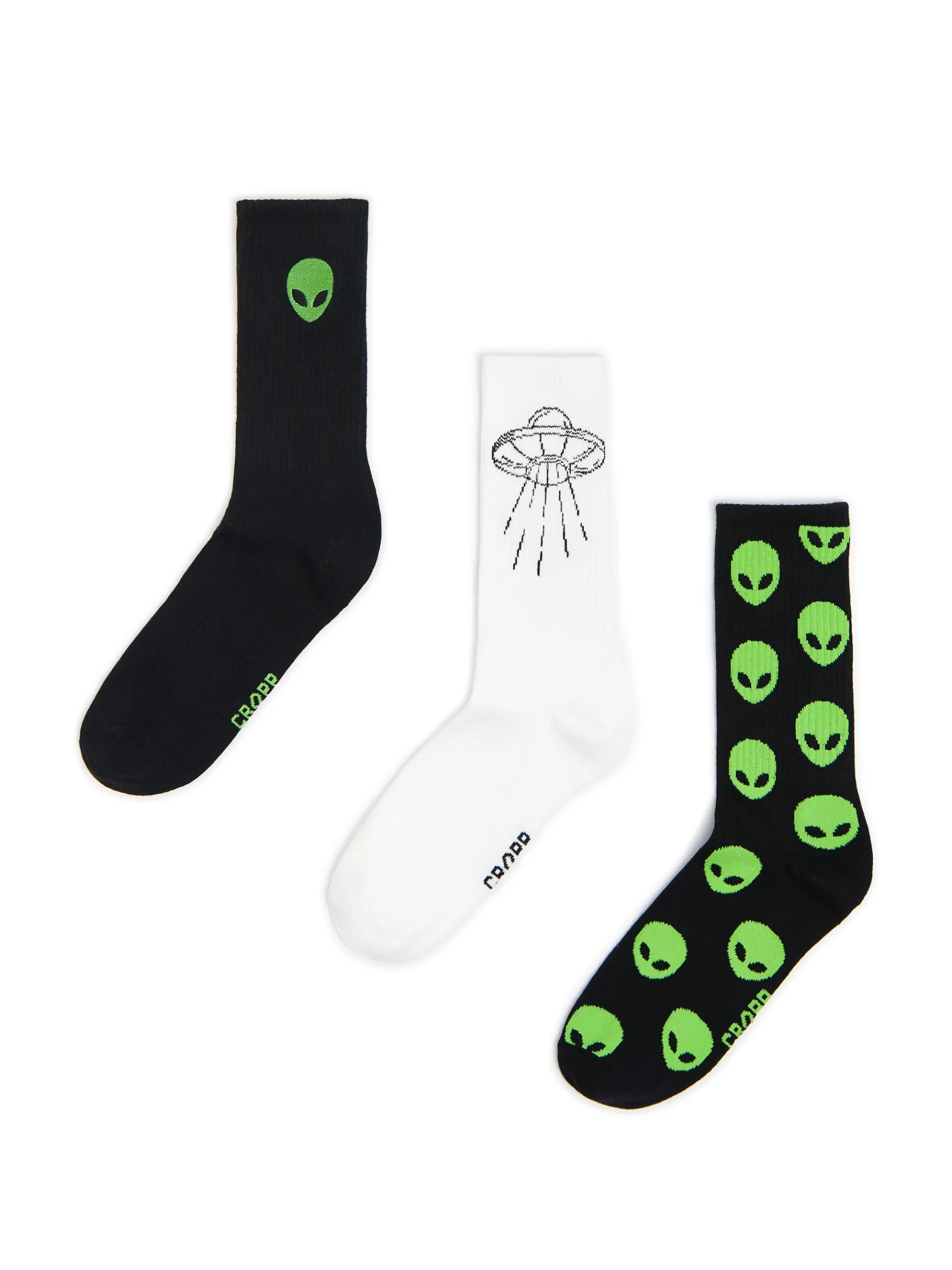 New Cropp 3 pack długich skarpet alien zielony