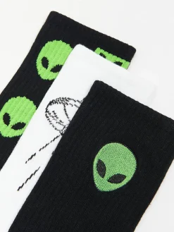New Cropp 3 pack długich skarpet alien zielony