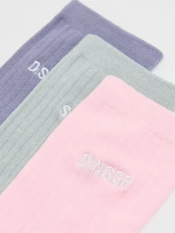 Best Cropp 3 pack długich skarpet z haftem wielobarwny