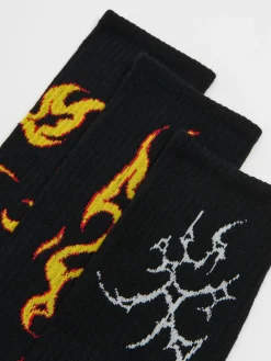 Best Cropp 3 pack długich skarpet z nadrukiem czarny