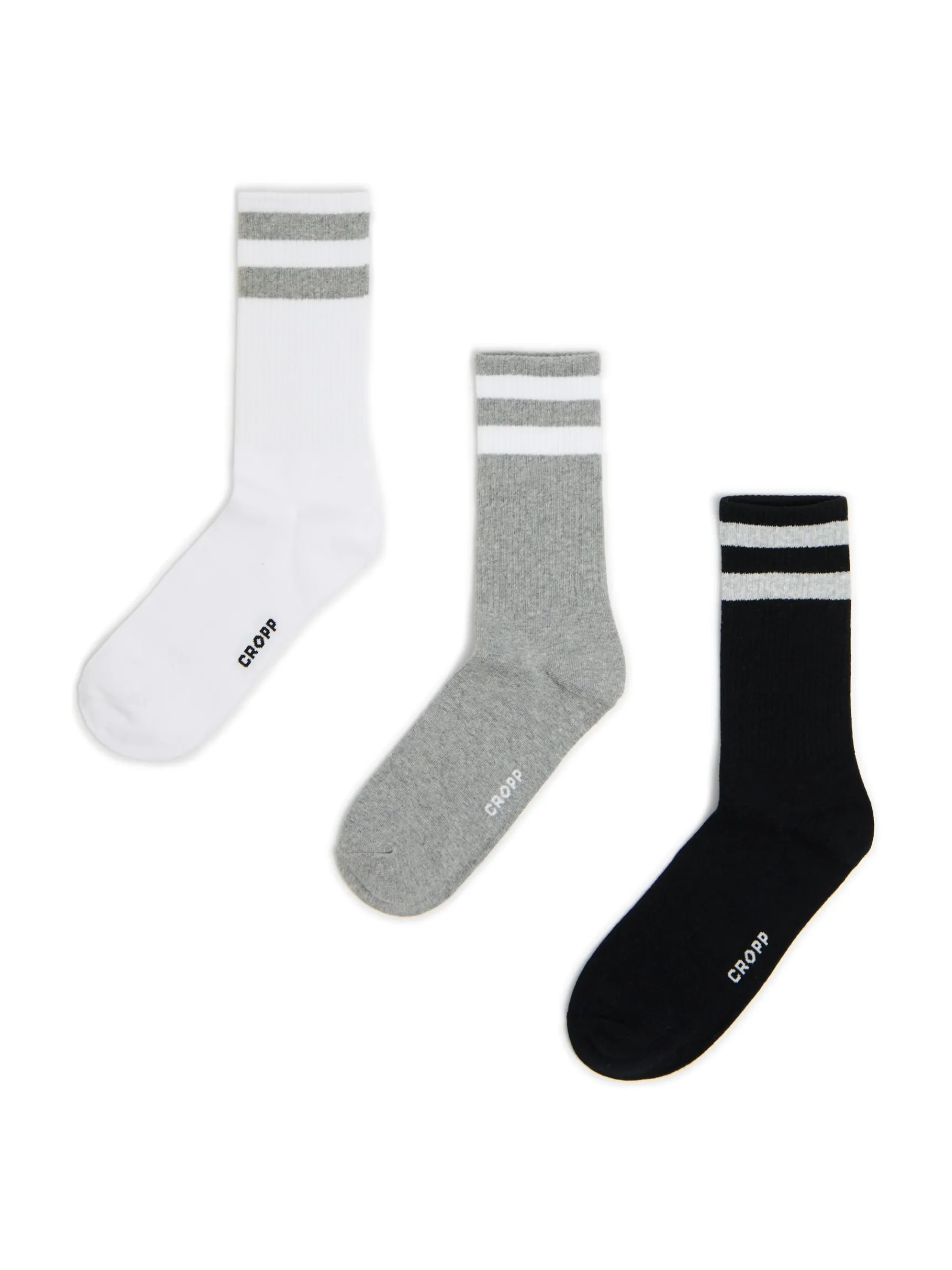 Clearance Cropp 3 pack długich skarpet z paskami szary