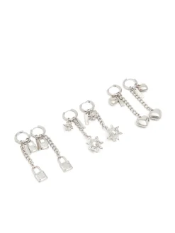 New Cropp 3 pack kolczyków z zawieszkami srebrny