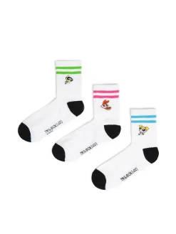 Discount Cropp 3 pack skarpet w prążki Atomówki biały