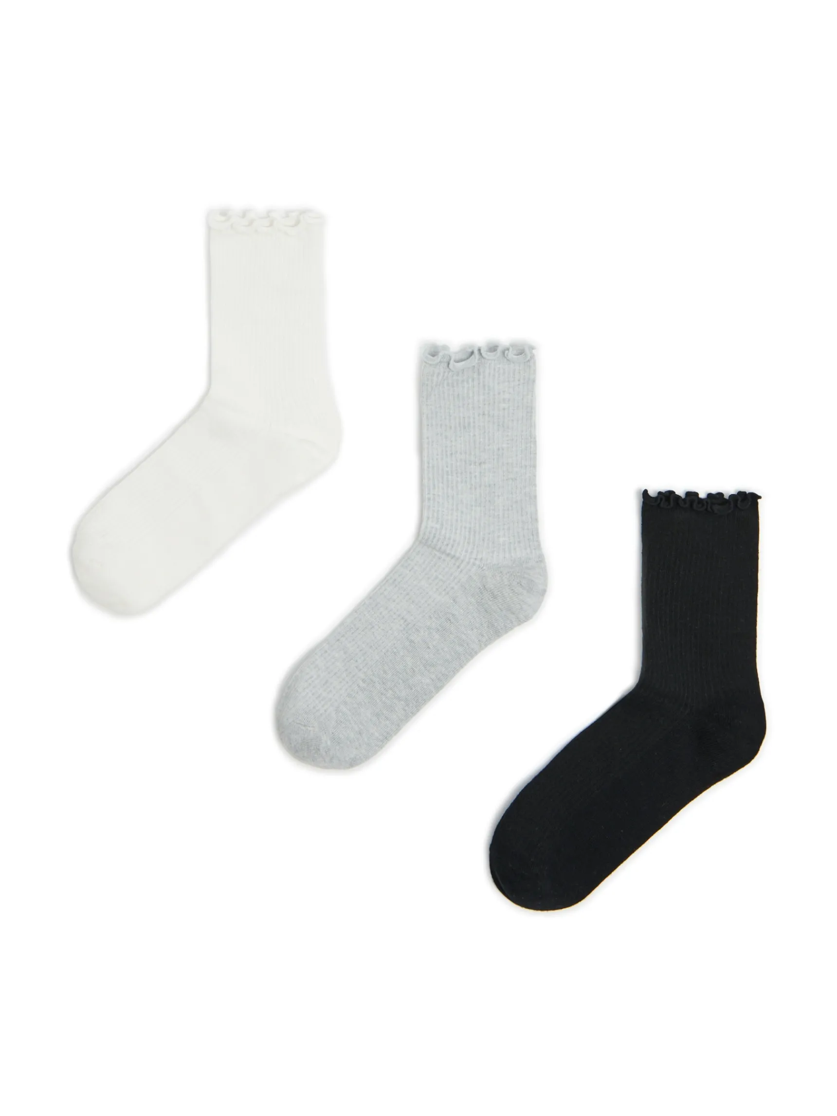Clearance Cropp 3 pack skarpet z falbaną jasnyszary