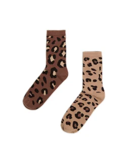 Fashion Cropp 2 pack skarpet z motywem zwierzęcym brązowy