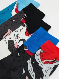 Hot Cropp 5 pack skarpet ze zwierzętami wielobarwny