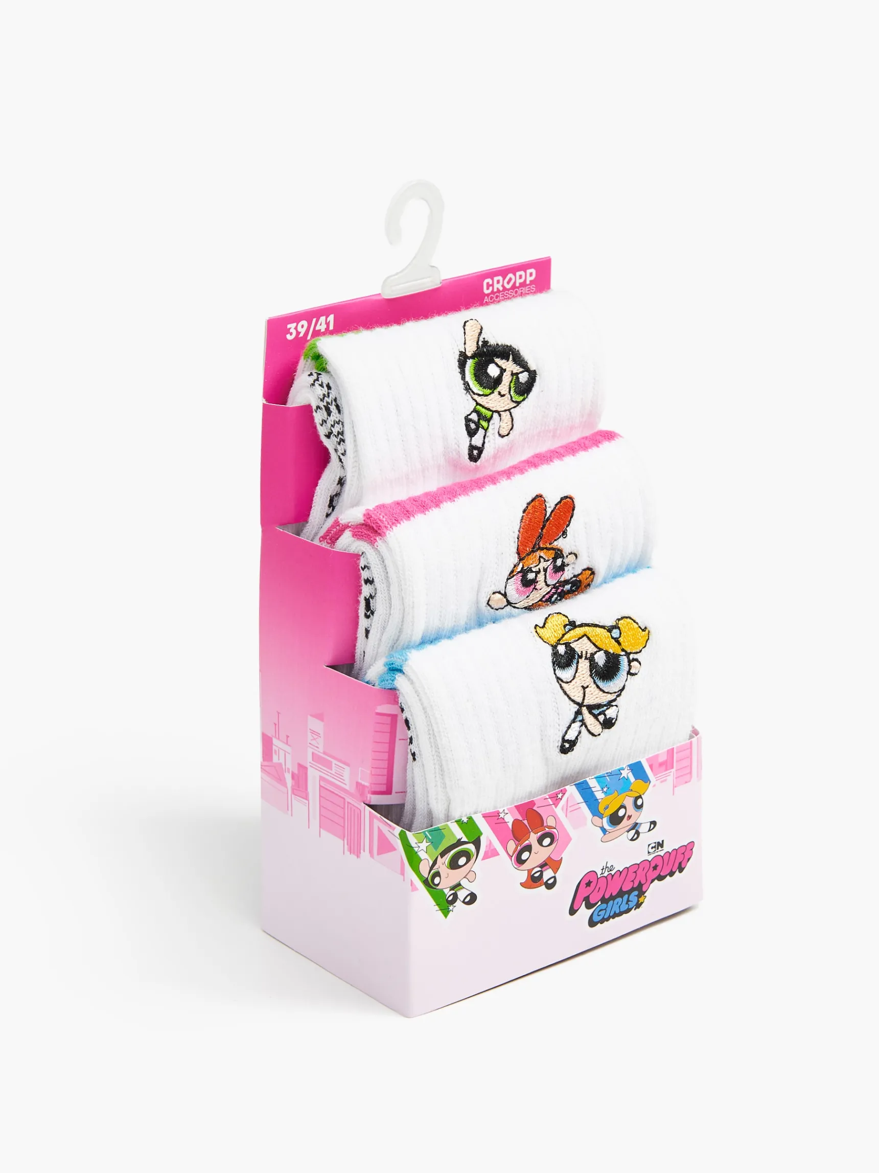 Outlet Cropp 3 pack skarpetek The Powerpuff Girls biały
