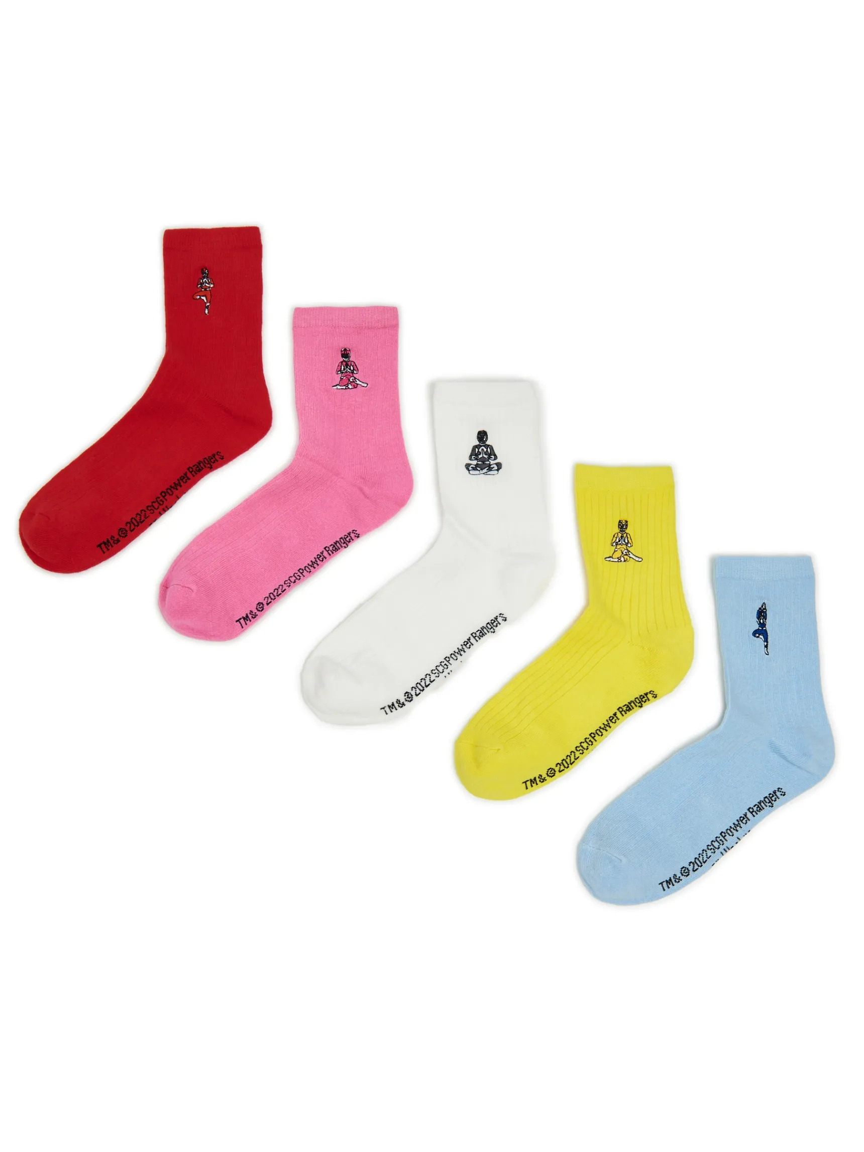 Discount Cropp 5 pack skarpetek z haftem Power Rangers wielobarwny