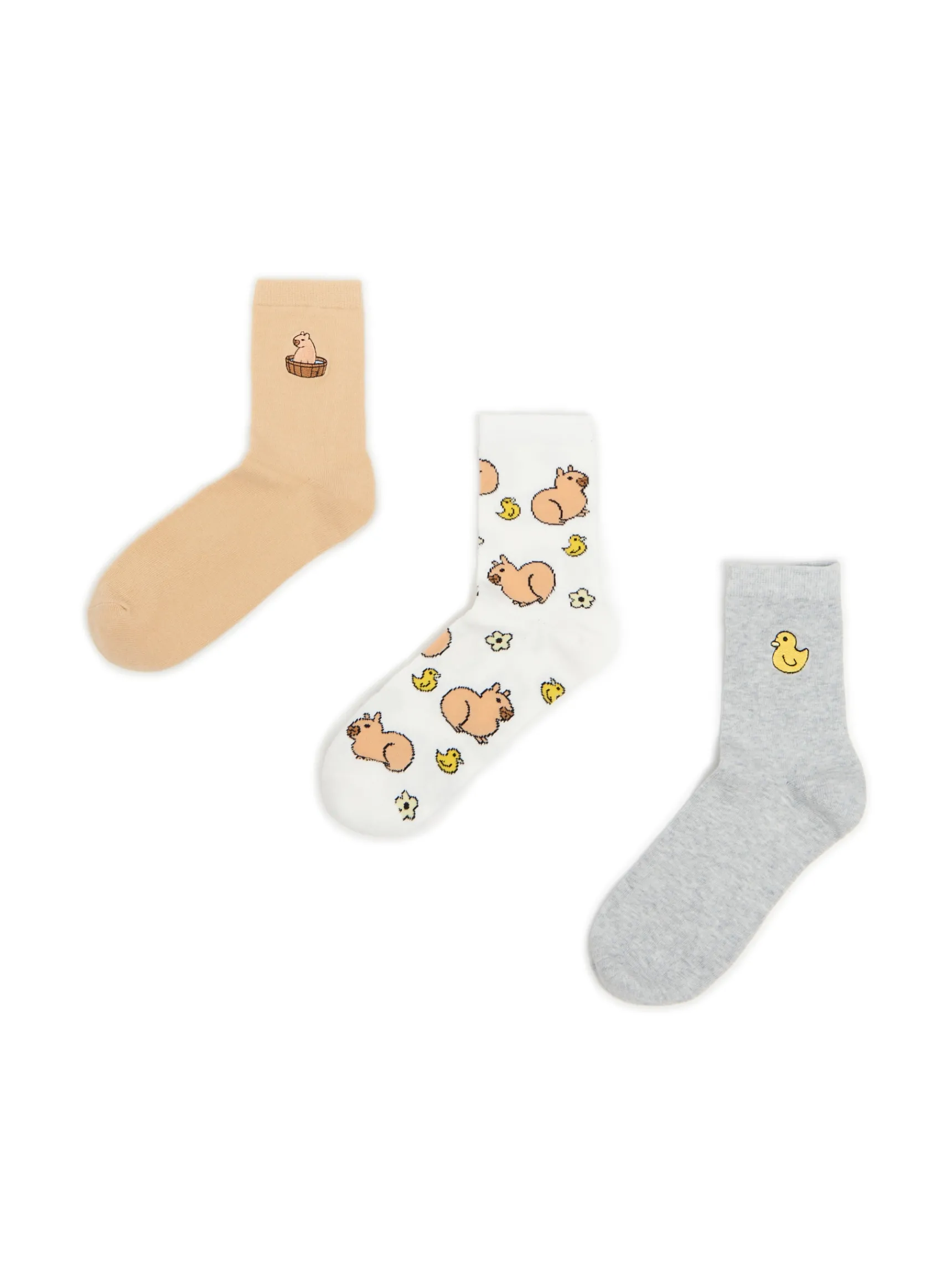 Sale Cropp 3 pack skarpetek z kapibarą i kaczuszką wielobarwny