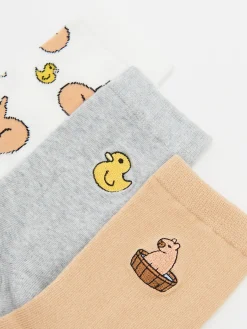 Sale Cropp 3 pack skarpetek z kapibarą i kaczuszką wielobarwny