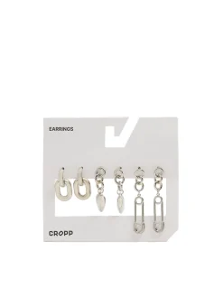 Hot Cropp 3 pack wiszących kolczyków srebrny