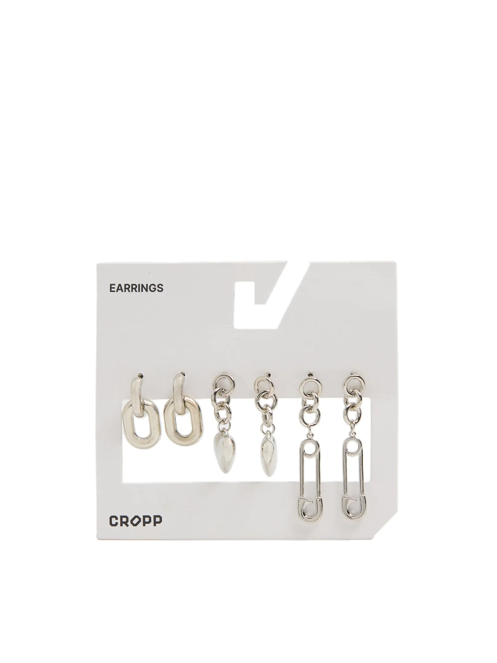 Hot Cropp 3 pack wiszących kolczyków srebrny