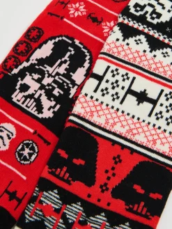 Online Cropp 2 pack świątecznych skarpet Star Wars czerwony