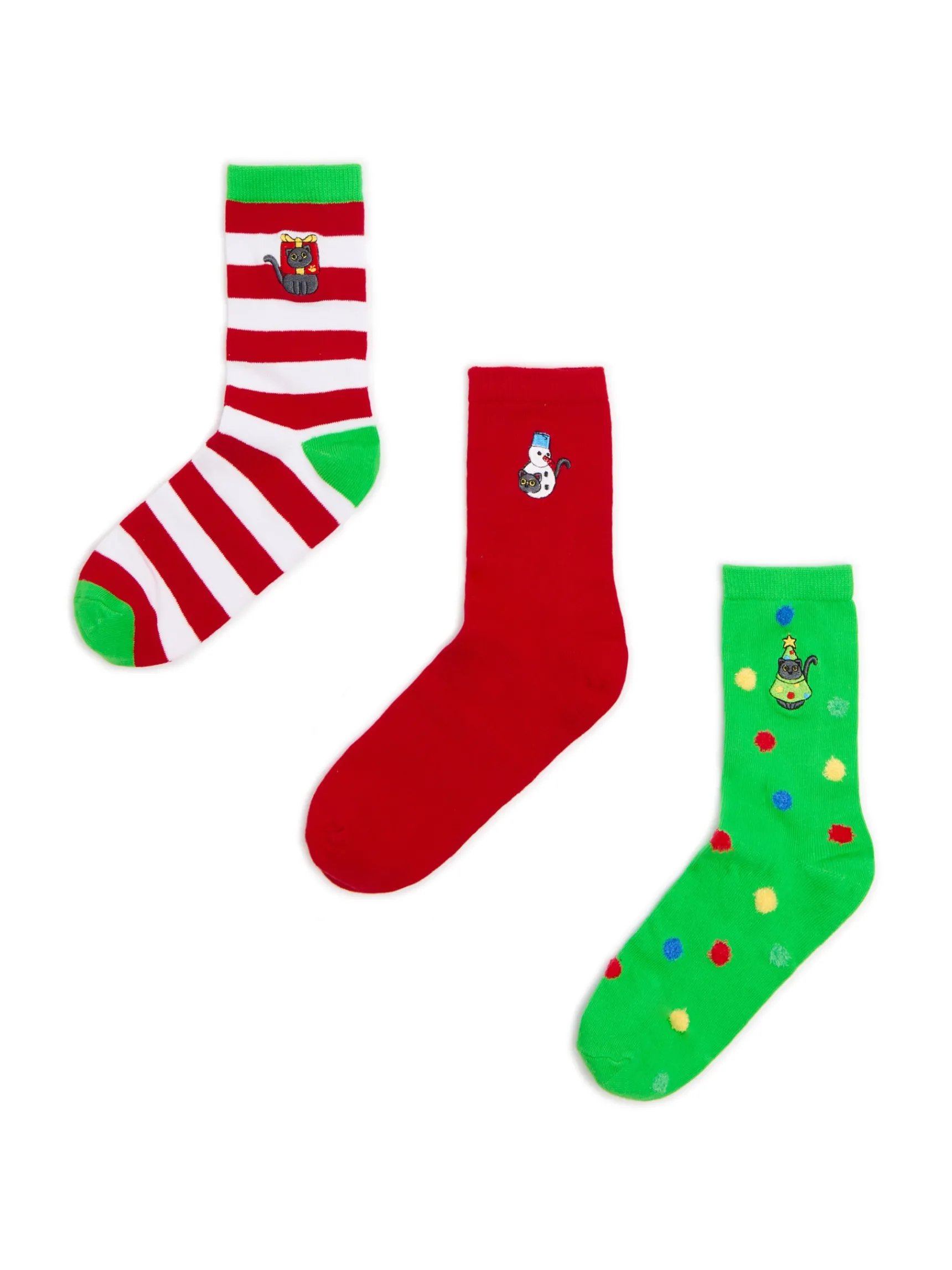 Discount Cropp 3 pack świątecznych skarpet z kotami wielobarwny
