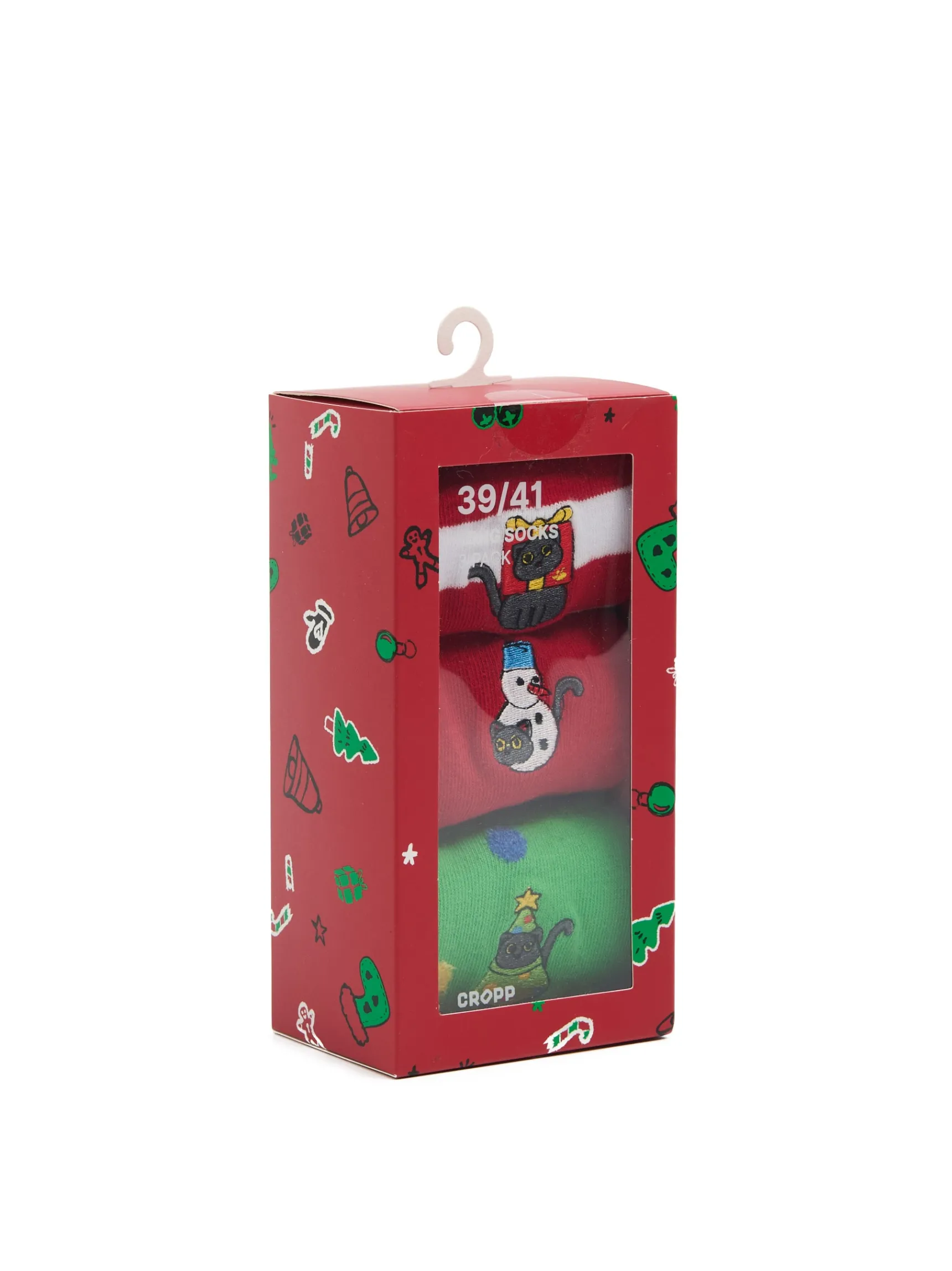 Discount Cropp 3 pack świątecznych skarpet z kotami wielobarwny