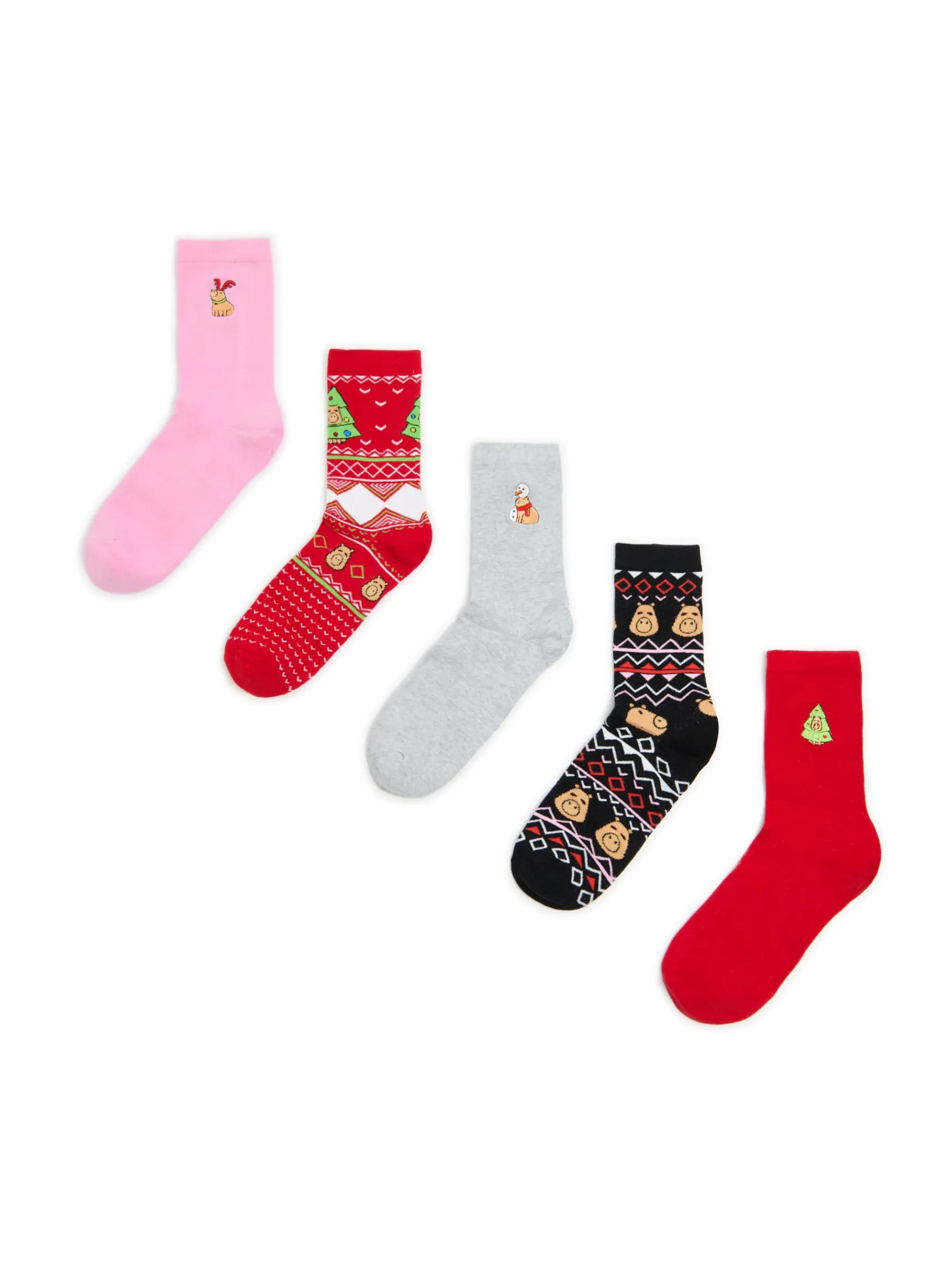 Outlet Cropp 5 pack świątecznych skarpet z kapibarą wielobarwny