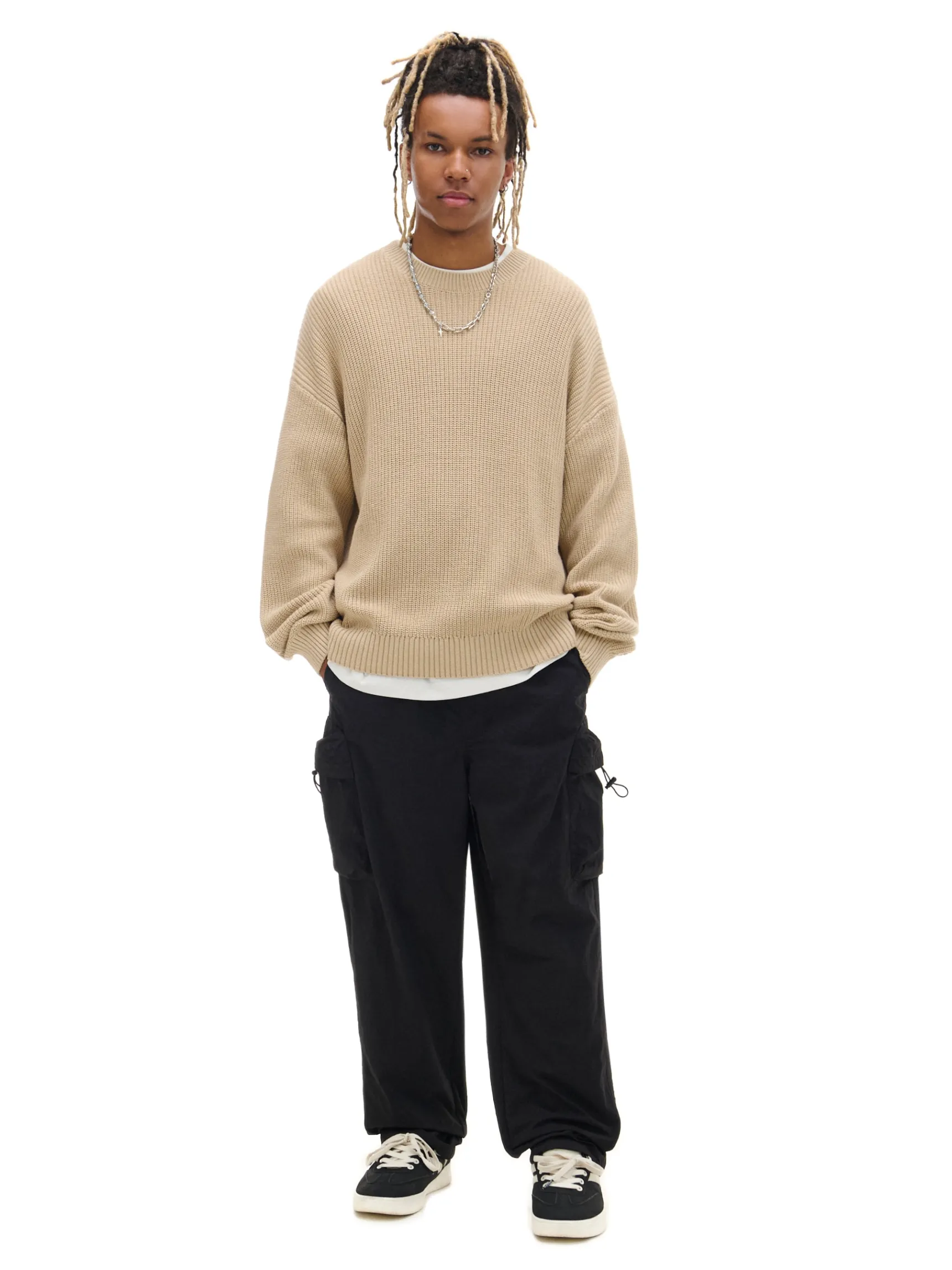 Discount Cropp Żakardowy sweter beżowy