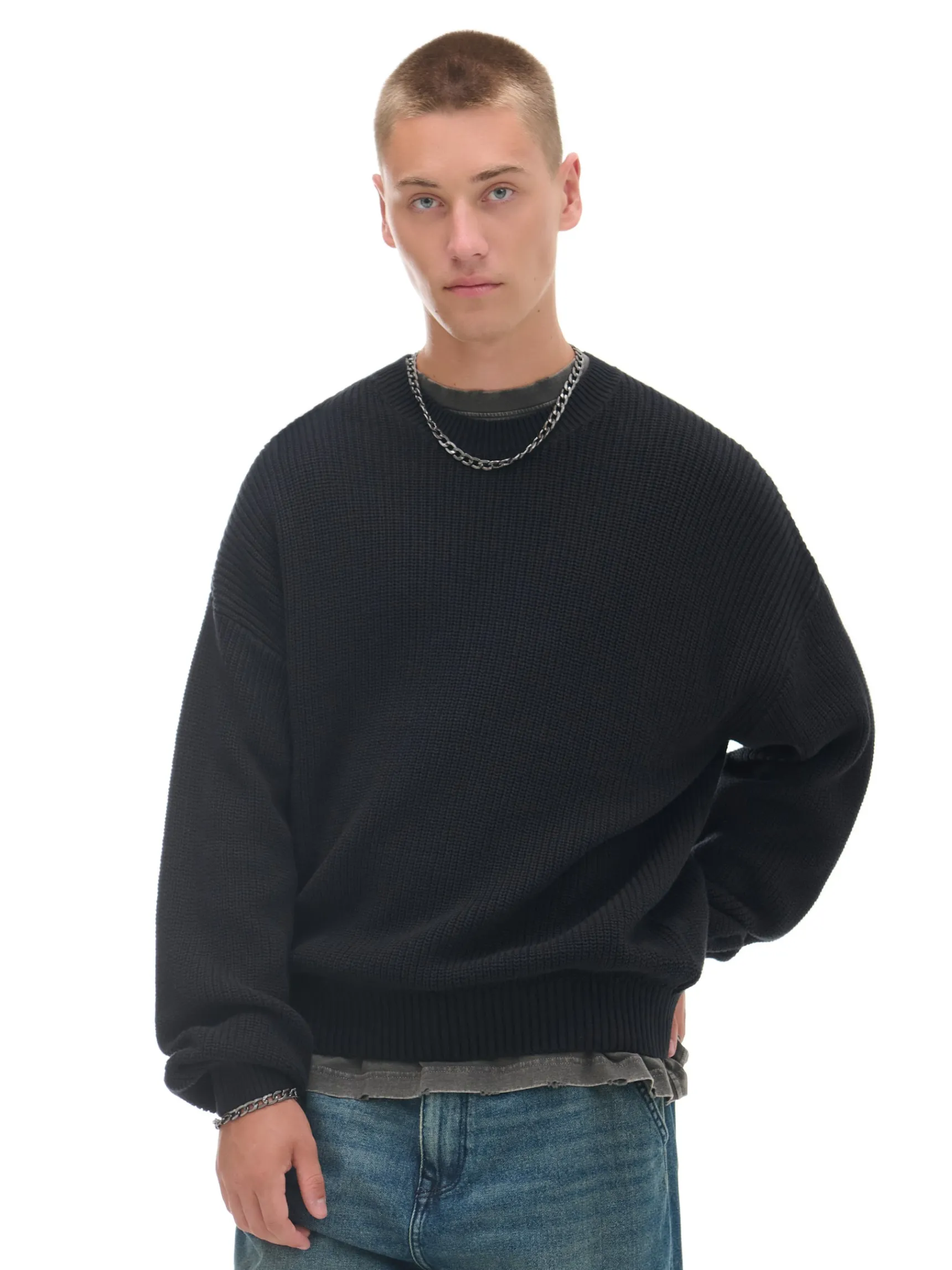 Best Cropp Żakardowy sweter czarny