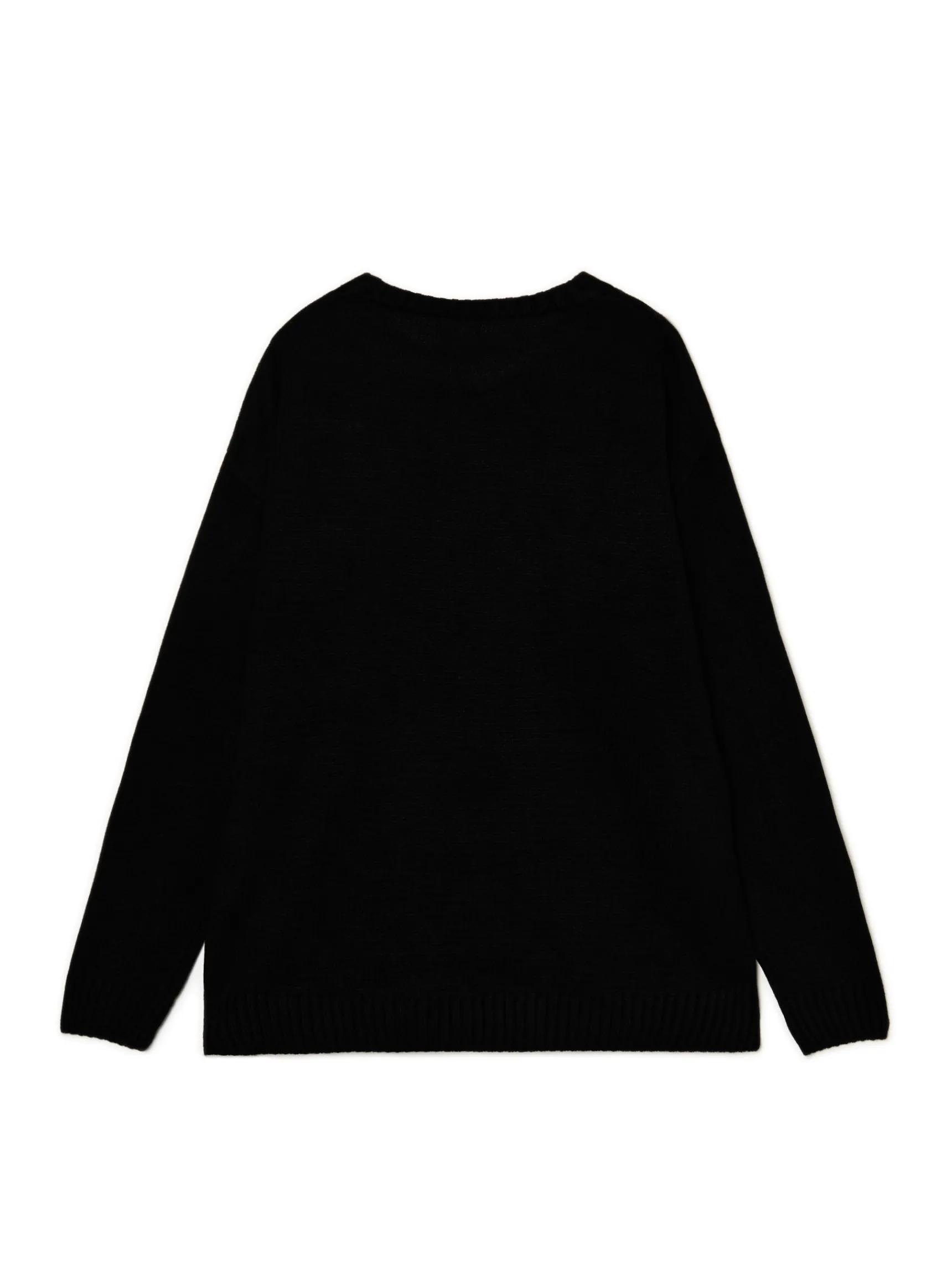 Outlet Cropp Żakardowy sweter z nadrukiem czarny