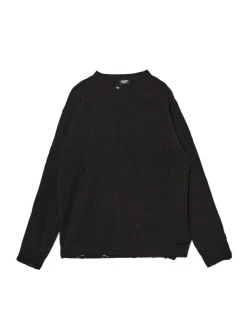New Cropp Żakardowy sweter ze strzępieniami czarny