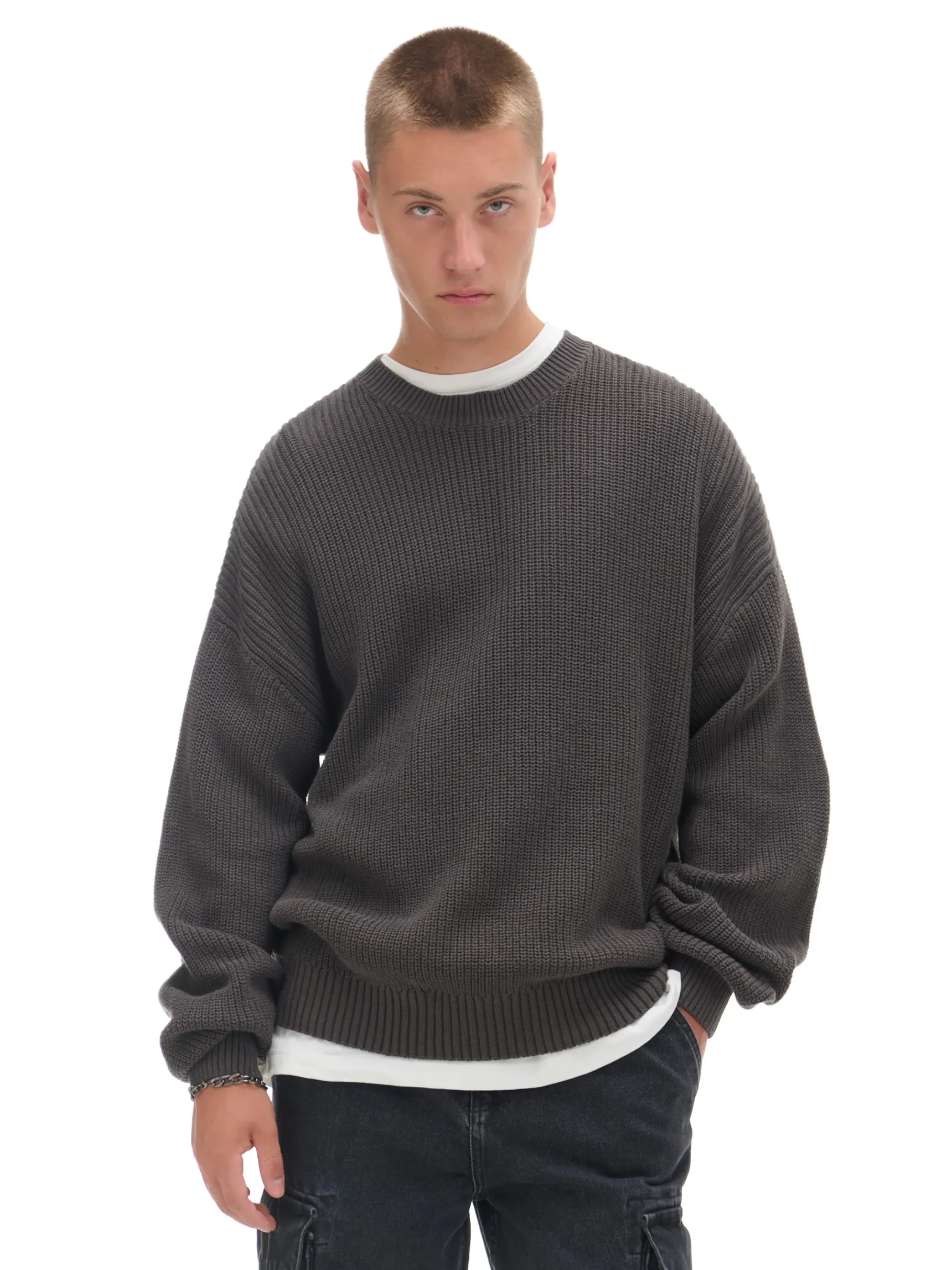 Clearance Cropp Żakardowy sweter szary