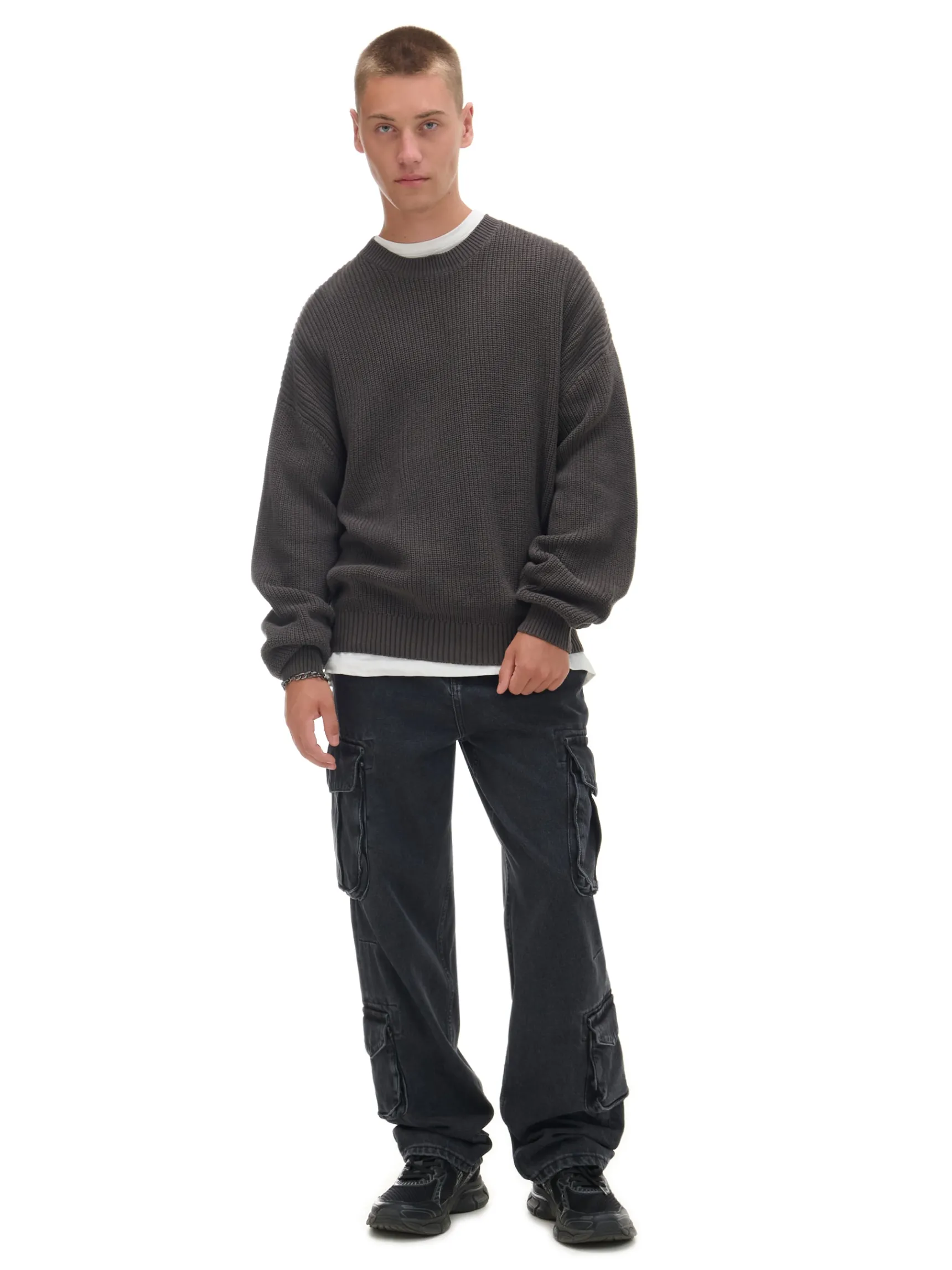 Clearance Cropp Żakardowy sweter szary