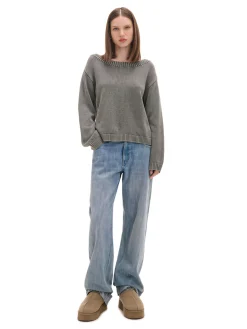 Best Cropp Antracytowy sweter z odkrytymi ramionami szary