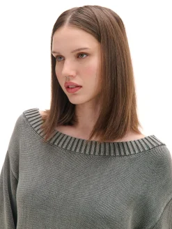 Best Cropp Antracytowy sweter z odkrytymi ramionami szary