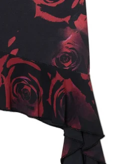Outlet Cropp Asymetryczna sukienka mini w róże wielobarwny