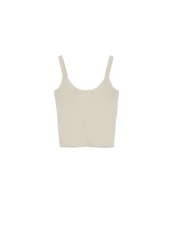 Sale Cropp Basic top na ramiączkach kremowy