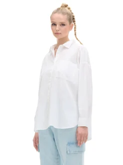 Clearance Cropp Bawełniana biała koszula oversize biały