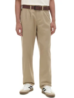 Clearance Cropp Bawełniane spodnie loose beżowy