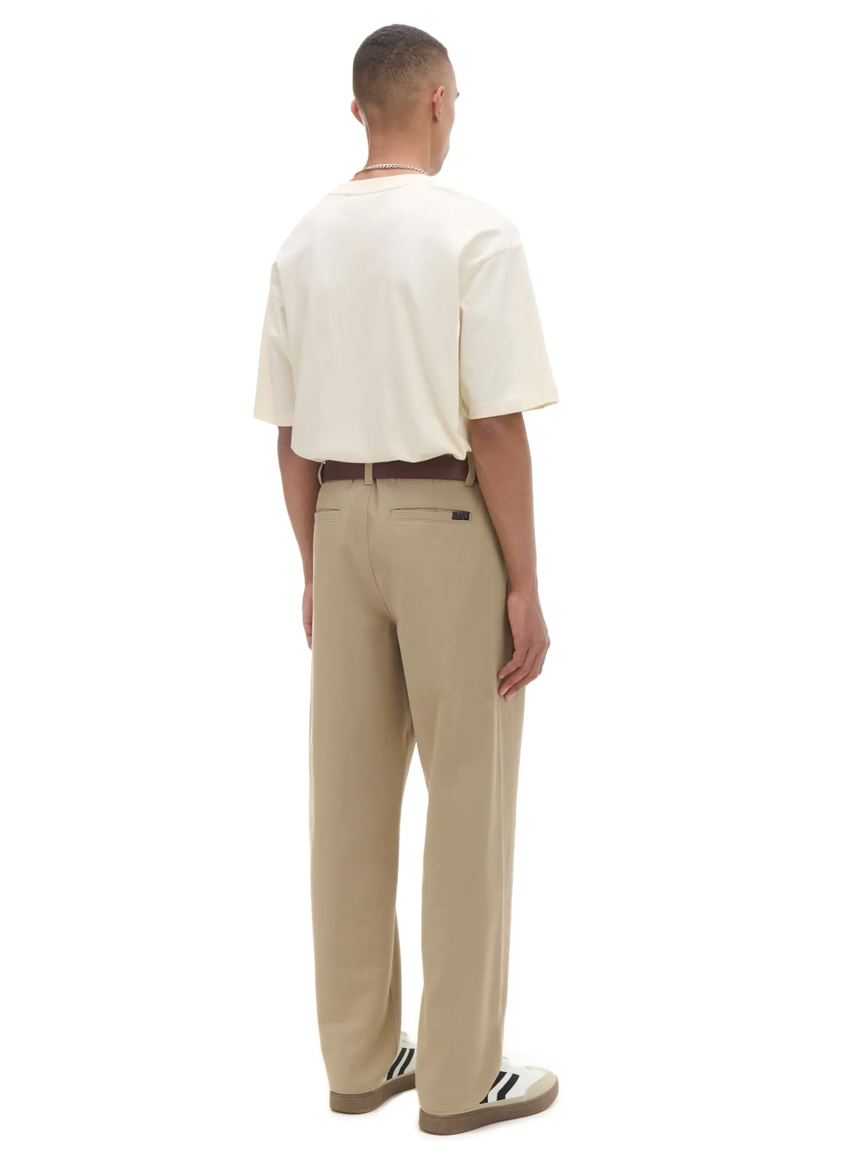 Clearance Cropp Bawełniane spodnie loose beżowy