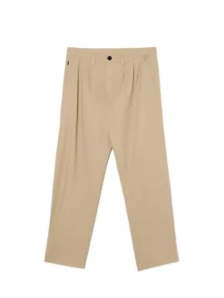 Clearance Cropp Bawełniane spodnie loose beżowy
