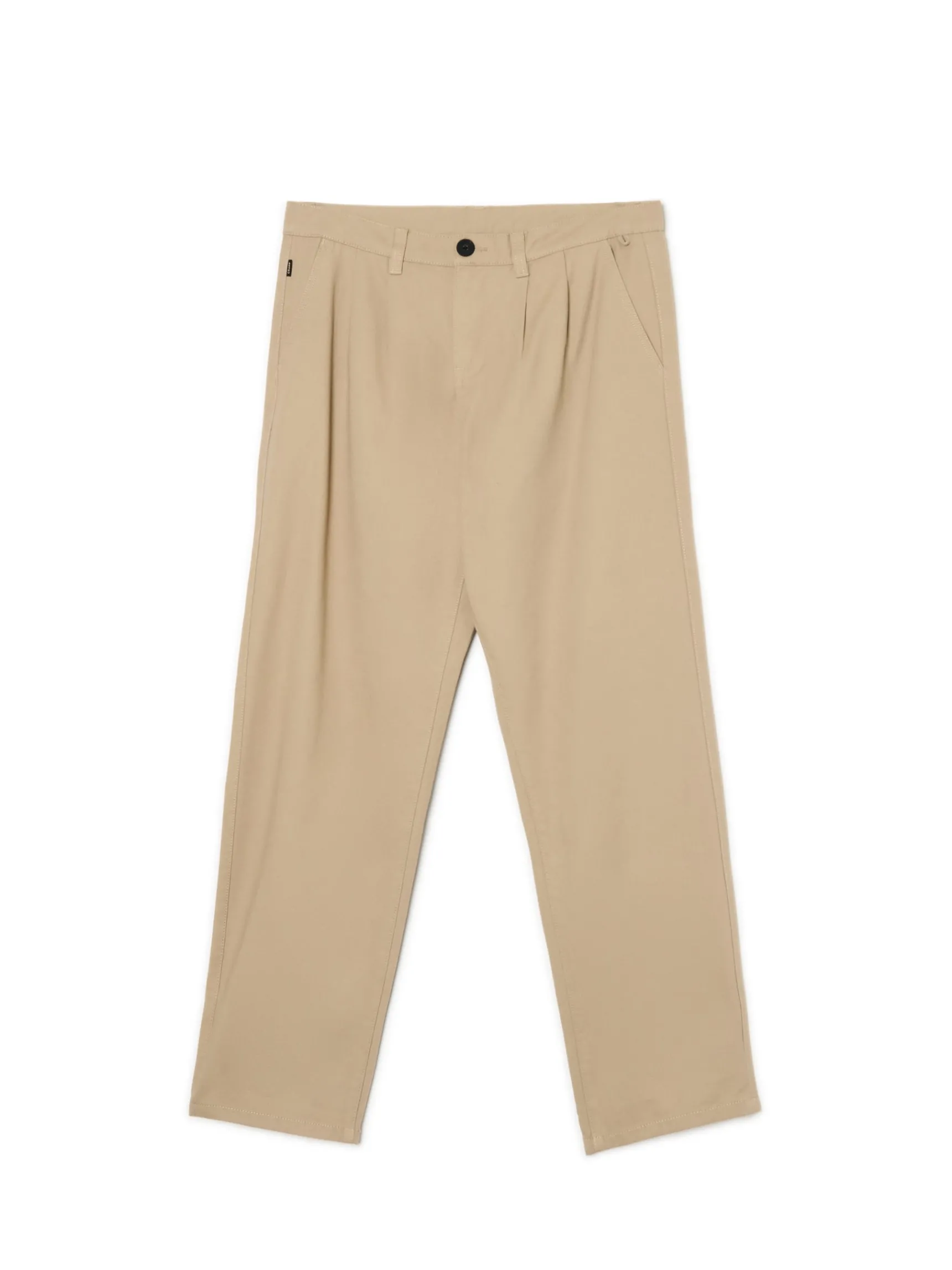 Clearance Cropp Bawełniane spodnie loose beżowy