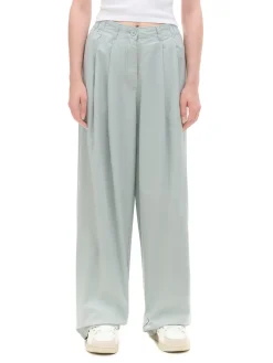 Fashion Cropp Bawełniane spodnie wide leg zielony