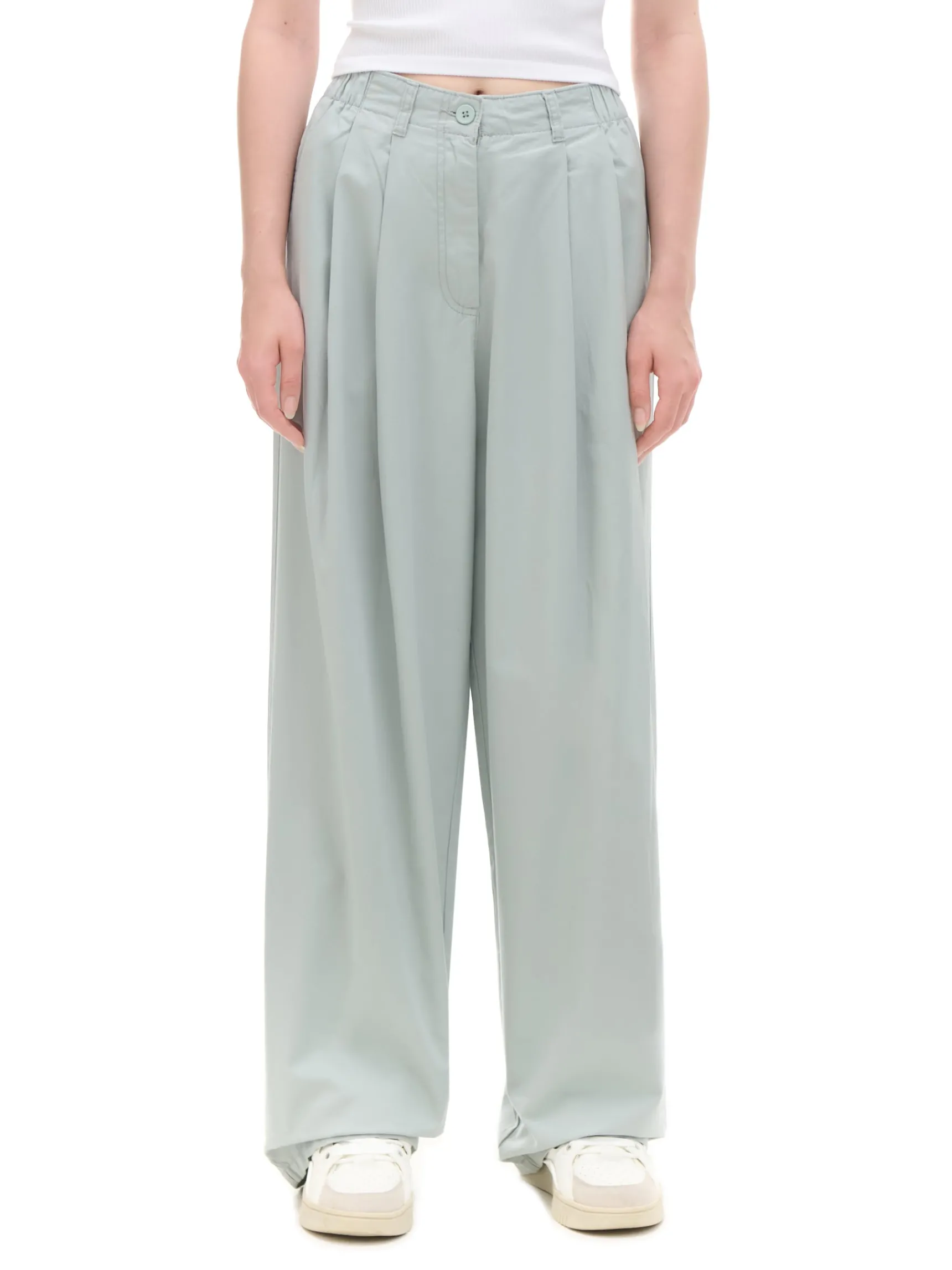 Fashion Cropp Bawełniane spodnie wide leg zielony