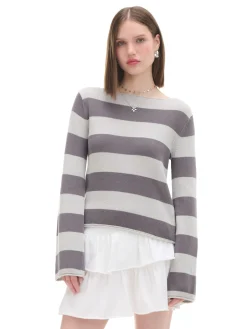 Clearance Cropp Bawełniany sweter w paski wielobarwny