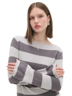 Clearance Cropp Bawełniany sweter w paski wielobarwny