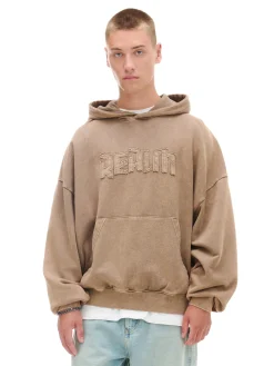 Best Cropp Beżowa bluza hoodie z efektem sprania beżowy