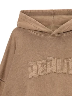 Best Cropp Beżowa bluza hoodie z efektem sprania beżowy