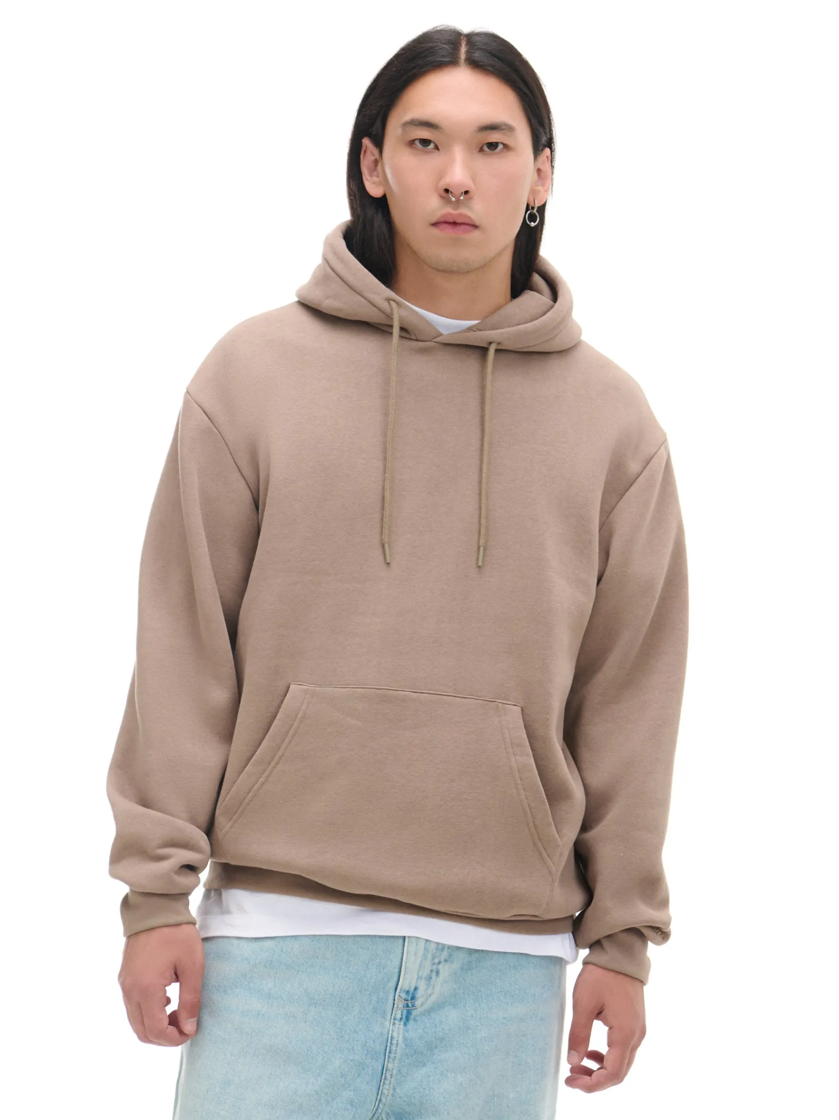 Online Cropp Beżowa bluza regular z kapturem beżowy