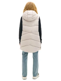 Fashion Cropp Beżowa kamizelka puffer z kapturem beżowy