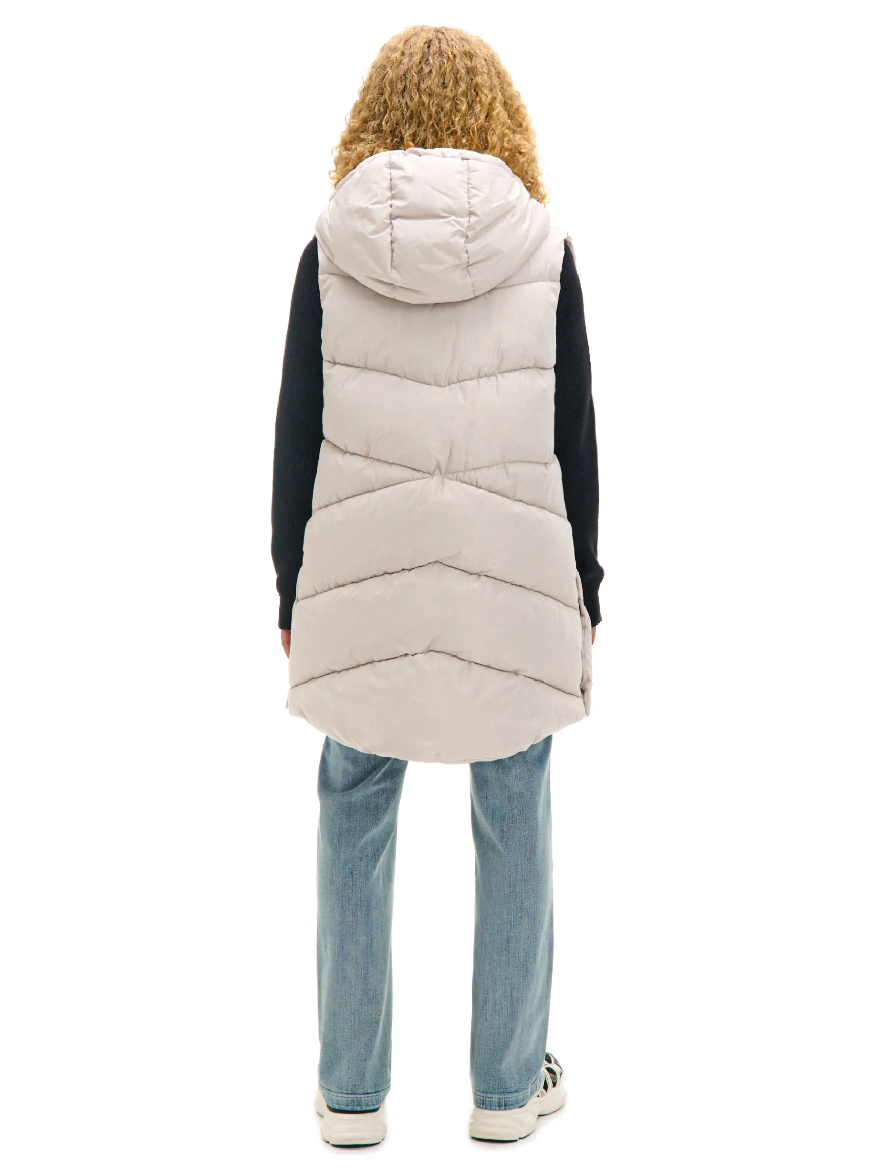 Fashion Cropp Beżowa kamizelka puffer z kapturem beżowy